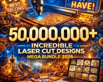 Pakiet ponad 50 000 000 elementów ciętych laserowo (pliki SVG, DXF, AI, PDF – pobieranie cyfrowe)