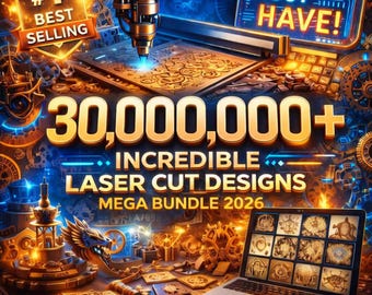 Pakiet ponad 30 000 000 elementów ciętych laserowo (pliki SVG, DXF, AI, PDF – pobieranie cyfrowe)