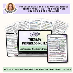 OCD Progress Notes, Therapy Documentation for CBT DBT Exposure Response Prevention Session Notes, Counselors and Psychologists image 6