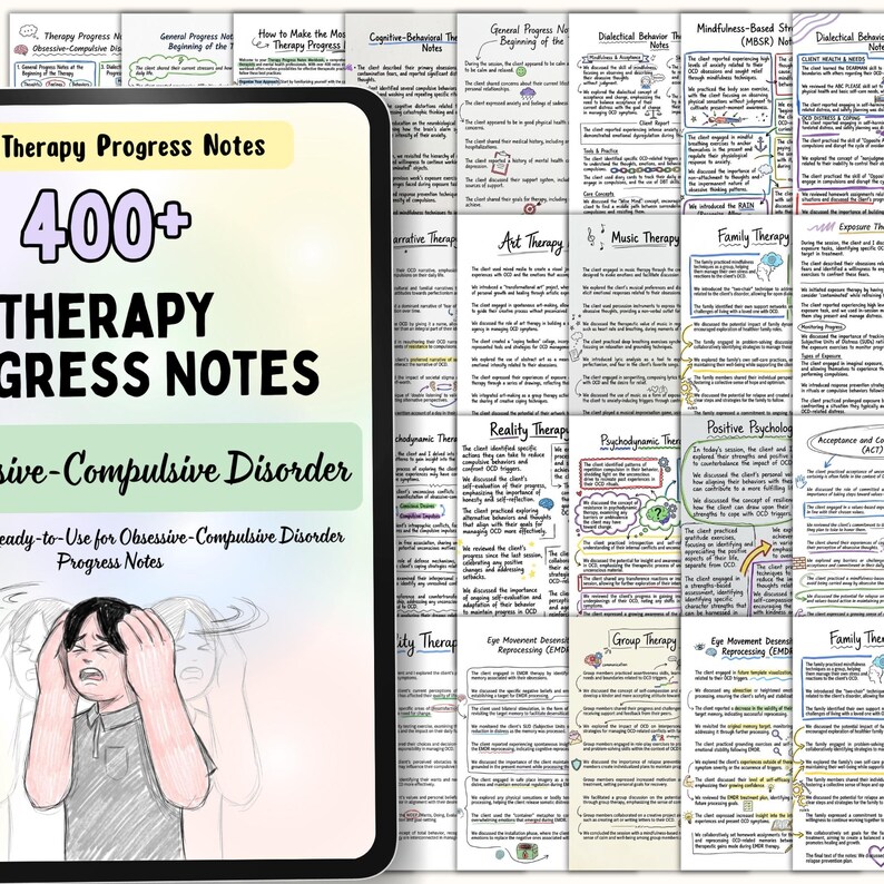 OCD Progress Notes, Therapy Documentation for CBT DBT Exposure Response Prevention Session Notes, Counselors and Psychologists image 4