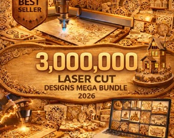 Pakiet ponad 3 000 000 projektów wycinanych laserowo (pliki SVG, DXF, AI, PDF – do pobrania w wersji cyfrowej)