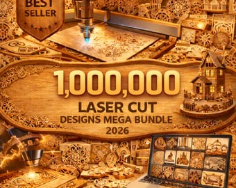Pakiet ponad 1 000 000 projektów wycinanych laserowo (pliki SVG, DXF, AI, PDF – do pobrania w wersji cyfrowej)