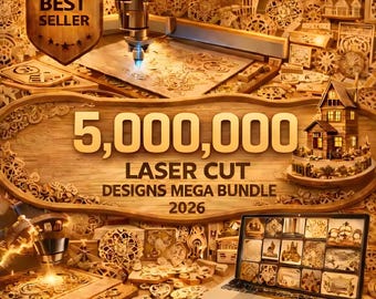 Pakiet ponad 5 000 000 projektów wycinanych laserowo (pliki SVG, DXF, AI, PDF – do pobrania w wersji cyfrowej)