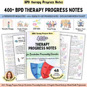 BPD Borderline Personality Disorder Progress Notes, DBT CBT Therapy Documentation, Counselor Psychologist Social Worker Resource