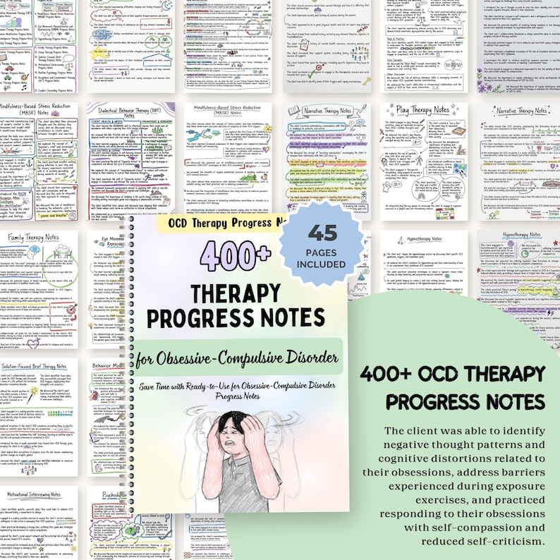 OCD Progress Notes, Therapy Documentation for CBT DBT Exposure Response Prevention Session Notes, Counselors and Psychologists image 5