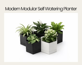 Maceta moderna con autorriego / Maceta minimalista para interior / Maceta de diseño modular
