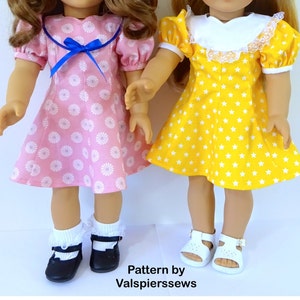 1843 Vintage 50s Style Dress, 8 Gore dress, Authentic Little Girl Style, Fits popular 18&quot; Dolls, Valspierssews 18&quot; doll clothes Pattern