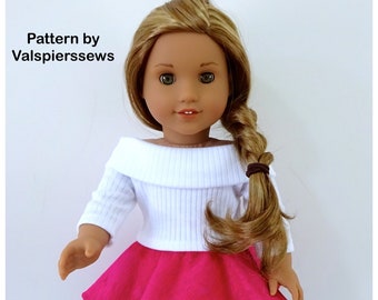 1851 / 2051 Fancy Fashion Off the Shoulder Knit Top, Easy to Make, Valspierssews Doll Clothes Pattern for 18" and 20" Dolls