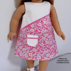 1877, Pieced A-line dress to fit popular 18&quot; dolls like American Girl® dolls, 3 Different Styles, Easy to sew, Pattern by Valspierssews