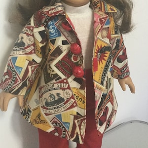 Doll coat, A-line, Thigh length, Fits 18&quot; Dolls like American Girl,  Valspierssews doll clothes patterns