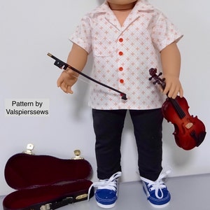 1880 Open Neck Shirt for Boy Dolls, Tailored Masculine easy Fit, Valspierssews Doll Clothes Pattern, Fits popular 18&quot; dolls