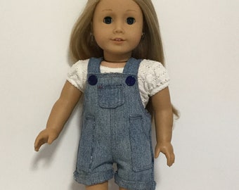 Short Overalls, Fits popular 18" dolls, Valspierssews doll clothes pattern
