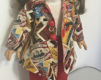 Doll coat, A-line, Thigh length, Fits 18" Dolls like American Girl,  Valspierssews doll clothes patterns