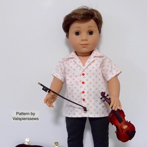 1880 Open Neck Shirt for Boy Dolls, Tailored Masculine easy Fit, Valspierssews Doll Clothes Pattern, Fits popular 18" dolls