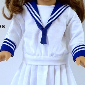 1841, Vintage Sailor Suit, V-neck with dicky, Pleated Skirt, Valspierssews 18&quot; doll clothes Pattern, Fits popular 18&quot; Dolls, PDF Download