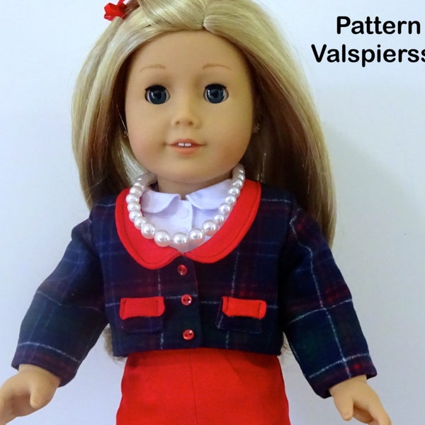 1829, Fully lined Jacket to fit 18" Doll, Valspierssews Doll Clothes Pattern, Perfect Match for 1828 for that 50s look