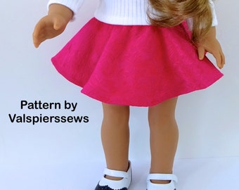 18 / 20 Skater Skirt, Bonus Hankie Skirt, Very Easy to Make, Fits 18" dolls and 20" doll, Doll Clothes Pattern by Valspierssews