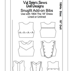 1804a Add-on Bibs, Use with 1804 The 18Dress, Valspierssews Doll Clothes Pattern, Fits Popular 18 Dolls image 8