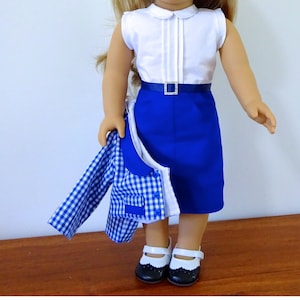 1828, 50s Style Dress Featuring Pintuck Front, Includes Separate Blouse and Skirt Variation, Valspierssews 18&quot; Pattern, Goes with 1829