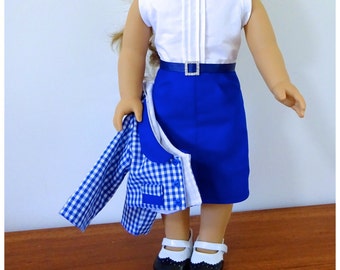 1828, 50s Style Dress Featuring Pintuck Front, Includes Separate Blouse and Skirt Variation, Valspierssews 18" Pattern, Goes with 1829