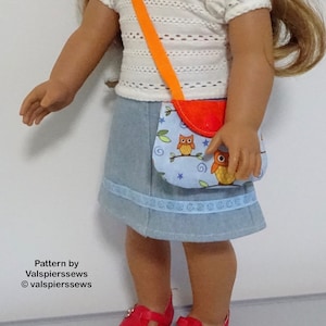 Tasche Nr. 7 mit Klappe, Schnittmuster von Valspierssews, passend für 18"und 20" Puppen, einfach zu machen, PDF Instant Download