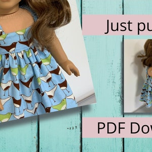 Schnittmuster für 18 Zoll Puppenkleidung, 20 Zoll Puppe und 17 Zoll Babypuppe, Sommerkleid mit elastischen Trägern von Valspierssews, PDF zum sofortigen Download