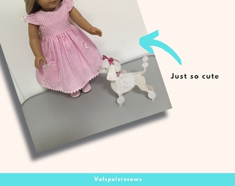 Gingham Midi Dress, Butterfly sleeves, Fits Popular 18" and 20" Dolls, Valspierssews doll clothes pattern