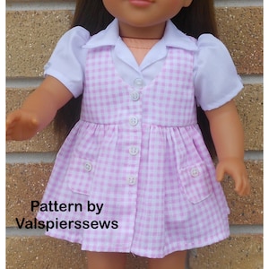 1805 Vest or Pinafore Dress, Doll Clothes Pattern by Valspierssews, Bonus Pencil Skirt, Fits Popular 18&quot; Dolls
