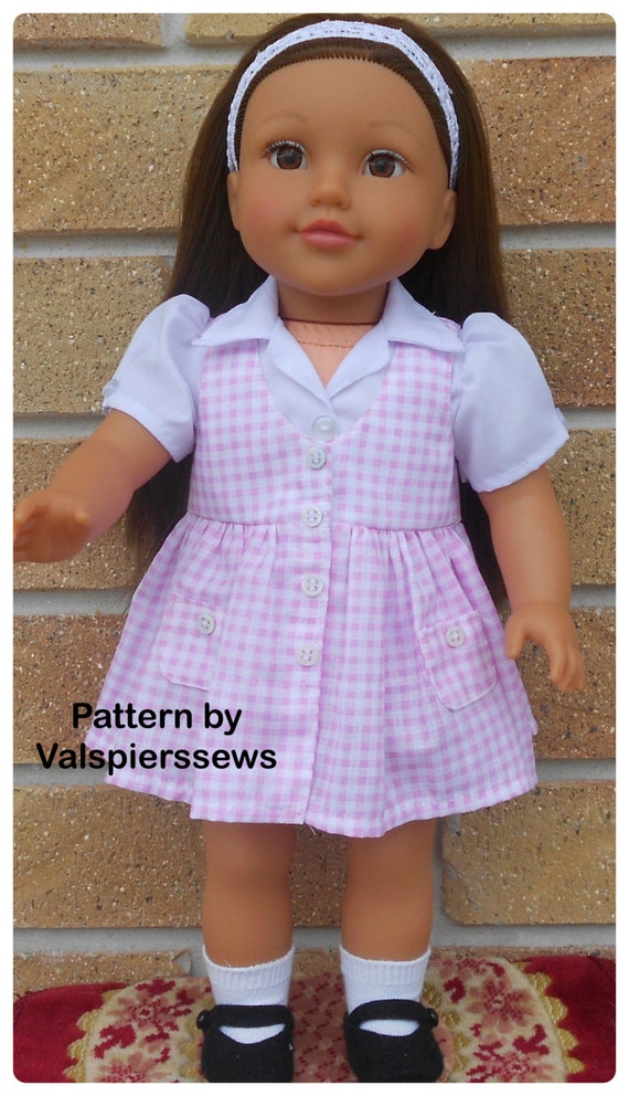 Doll Clothes Pattern, Vest or Pinafore Dress, 18 inch Dolls (PDF Download)