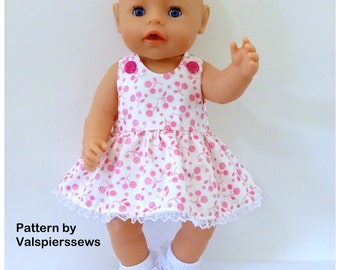 Baby Doll Pinafore, Fits popular 17" and 18" dolls, Easy to Sew, Valspierssews Doll Clothes Pattern