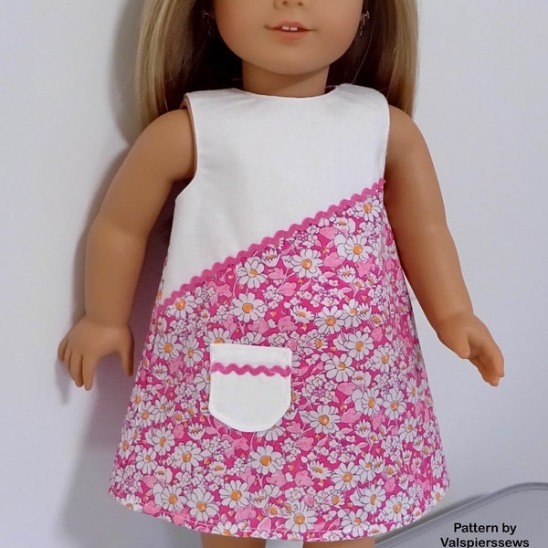 1877, Pieced A-line dress to fit popular 18" dolls like American Girl® dolls, 3 Different Styles, Easy to sew, Pattern by Valspierssews