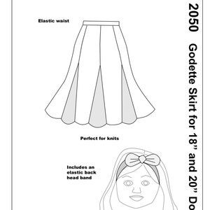 1850 / 2050, Fashionable Godette Skirt, Includes bow Headband, Easy to make, Step by step instructions, Fits popular 18 and 20 Dolls, image 10