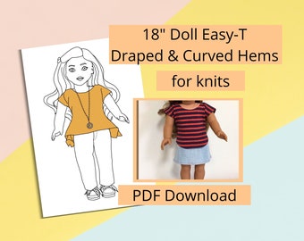 1872 Easy-T, Module 2,, 2 hem styles, Fits Popular 18" Dolls, Easy to Make, Doll Clothes Pattern by Valspierssews,