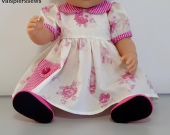 Baby Doll Dress, Fits popular 17" baby dolls, Easy to Sew, Valspierssews Doll Clothes Pattern