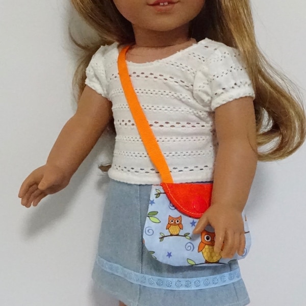 Bag No. 7 Purse with flap, Pattern by Valspierssews, Fits 18" and 20" dolls, Easy to make, PDF Instant Download