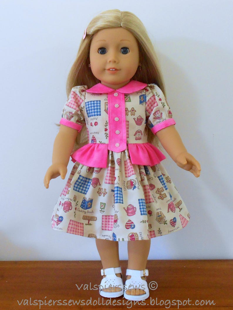 1804a Add-on Bibs, Use with 1804 The 18Dress, Valspierssews Doll Clothes Pattern, Fits Popular 18 Dolls image 1