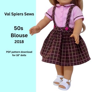 50s Doll Blouse Pattern for popular 18" Dolls (PDF Download),