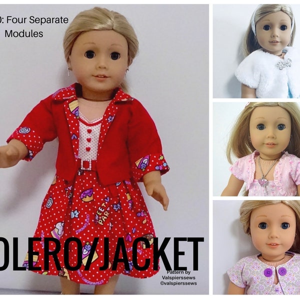 1870 Bolero Style, Lots of variations, Fits Popular 18" Dolls, 4 separate Modules, Doll Clothes Pattern by Valspierssews