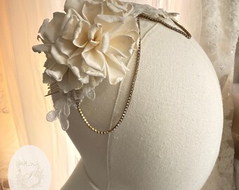 Lace Bridal Crown Headpiece – Soft Vintage European Half Cap with Opal Crystals | Piece No. 2