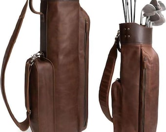 handcrafted vintage leather golf bag - classic 36" tall carry with handle