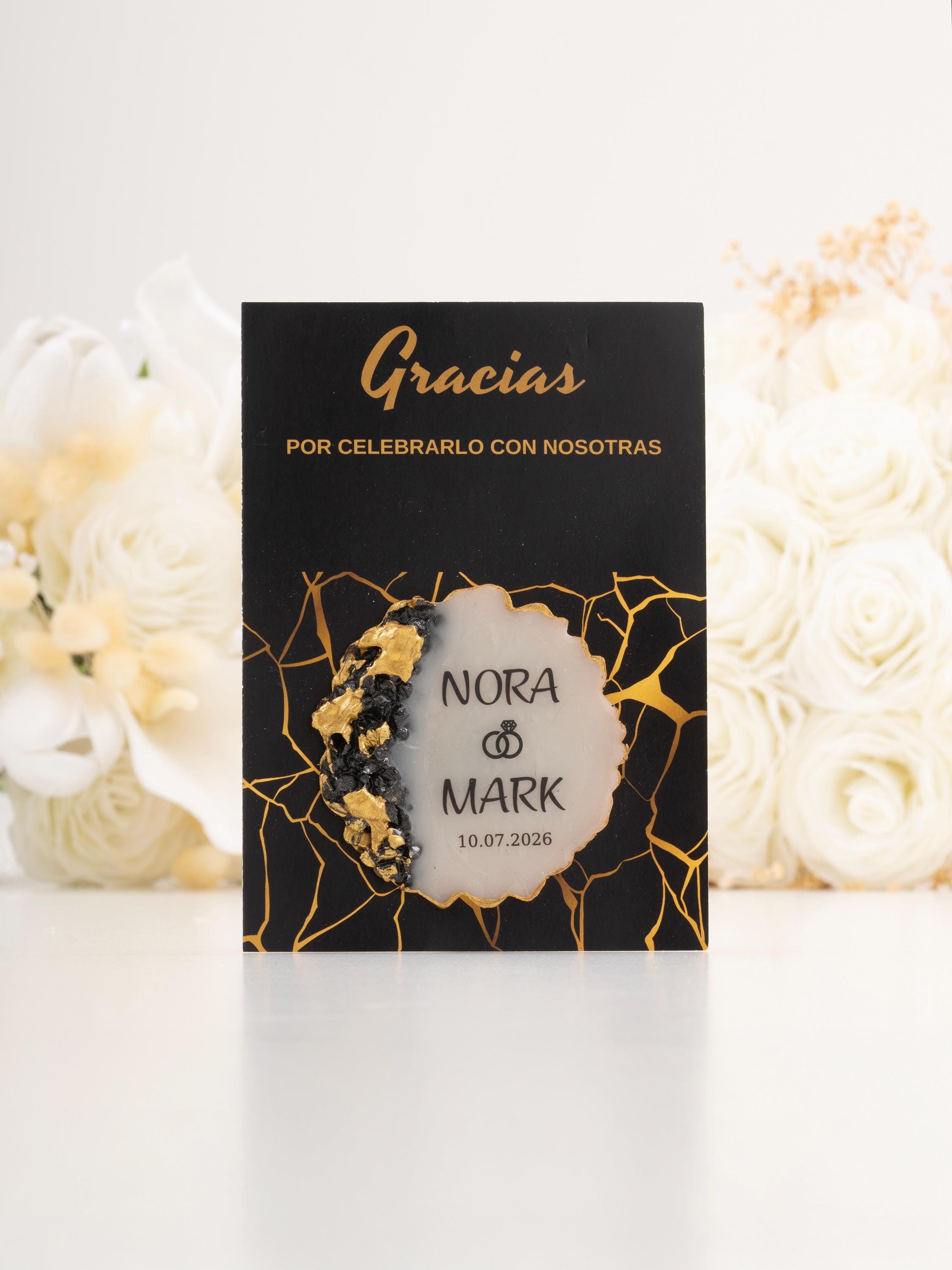 Personalized Black & Gold Wedding Thank You Magnet Favors Personalized Black & Gold Wedding Thank You Magnet Favors