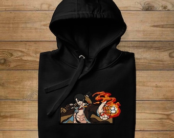PRINTED ACE HOODIE, One Piece Hoodie, Embroidered Hoodie, Anime Sweatshirt, Anime Gift, One Piece Gift, Ace One Piece, One Piece T-shirt