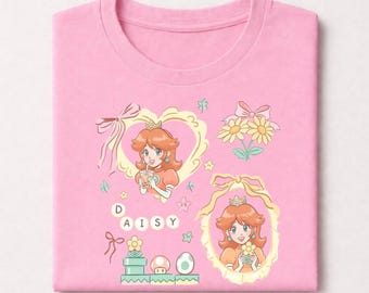 Coquette Princess Daisy Mario Shirt, Kawaii Anime Inspired Graphic Tee