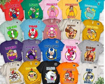 Super Mario Family Shirts,Super Mario Character Shirt,Super Mario Birthday Party Shirt, Mario & Friends Party Shirt,Personalized Mario Shirt