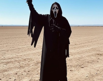 Peignoir Scream Ghostface, cape à capuche noire de la grande faucheuse, déguisement d'Halloween
