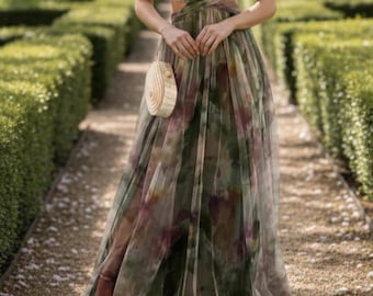 Romantic Floral Maxi Dress – A-Line Summer Wedding Guest, V Neck Vacation Party Dress