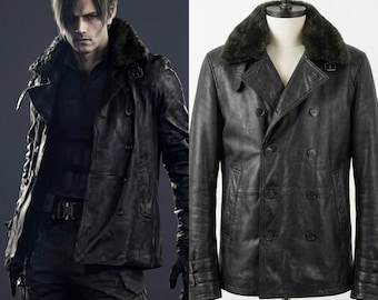 Disfraz de cosplay inspirado en Resident Evil Requiem – Chaqueta de cuero negra de Leon S. Kennedy (RE9)