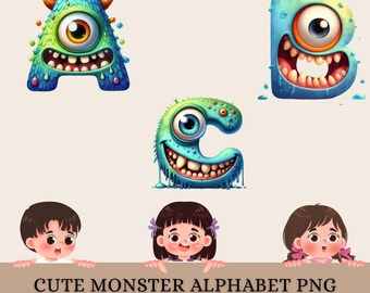 Monster Alphabet PNG A–Z – Funny Kids Letters (Digital Download)