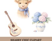 Shabby Chic Clipart Bundle | Vintage Floral, Cottage Decor, Soft Pastel PNG (Digital Download)