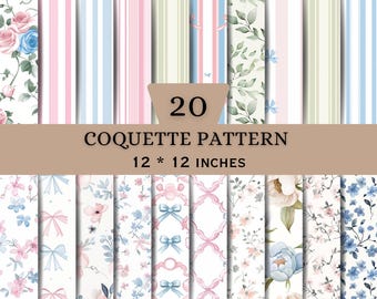Coquette Seamless Patterns Bundle | Floral Bow Surface Pattern Pack | Shabby Chic Designs